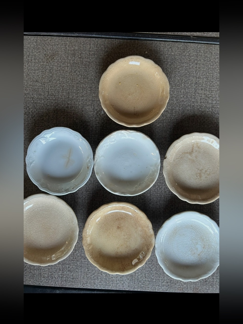 Vintage Bundle Set of Beige and White Decorative butter pat dishes